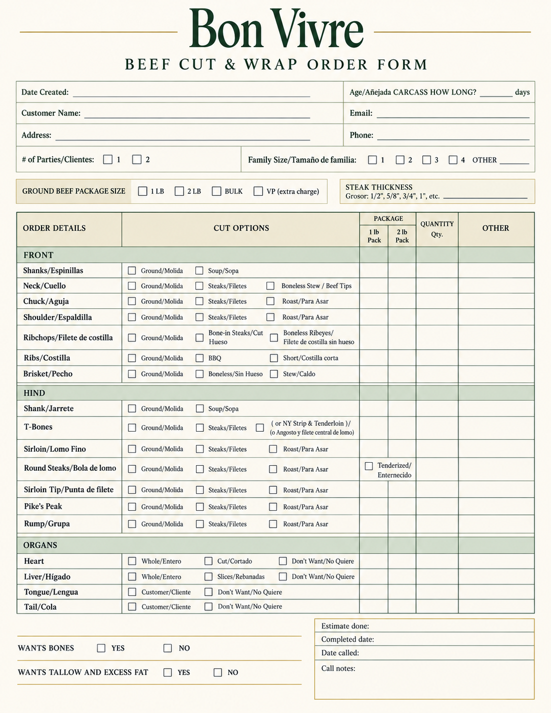 Bone-in Cut Sheet